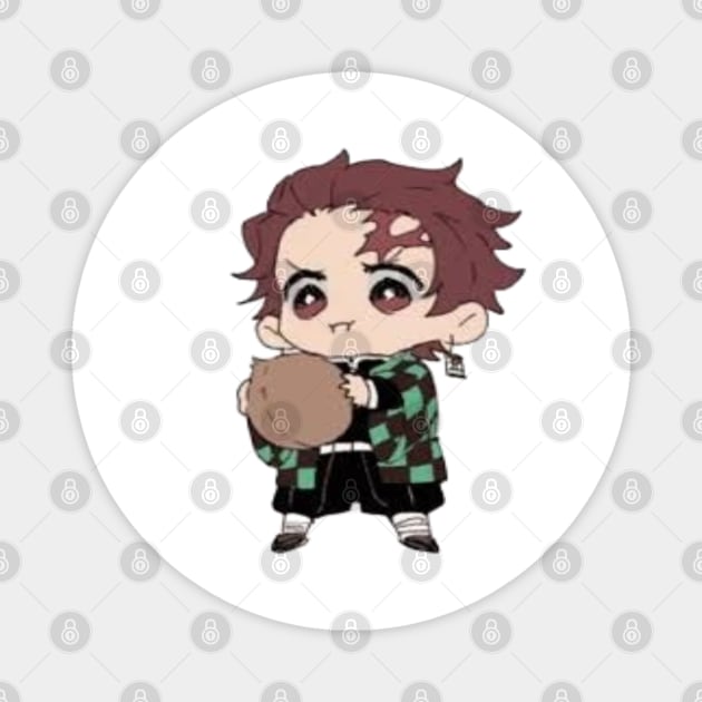 Angry Chibi Tanjiro From Demon Slayer Magnet by Hentai-heaven